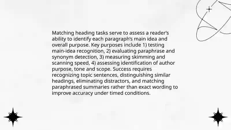 Matching heading tasks 3