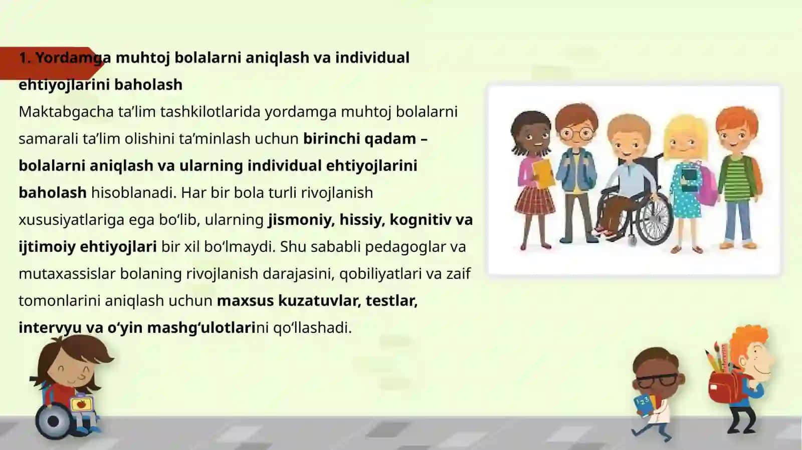 Yordamga muhtoj bolalarni aniqlash va individual ehtiyojlarini baholash 3