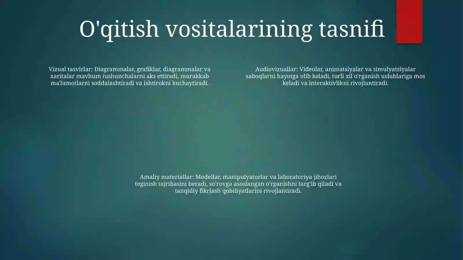 Biologiya OʻQitish Vositalarining Turlari Va Ularning OʻZaro BogʻLiqligi 3