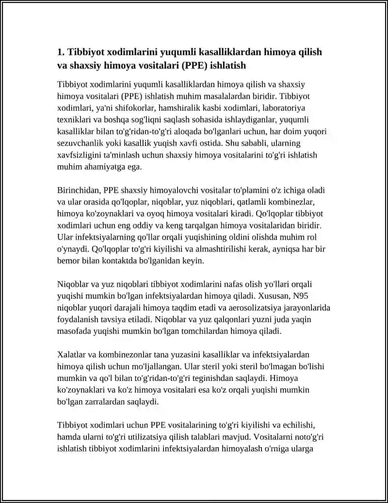 Tibbiyot Xodimlari Xavfsizligi 3
