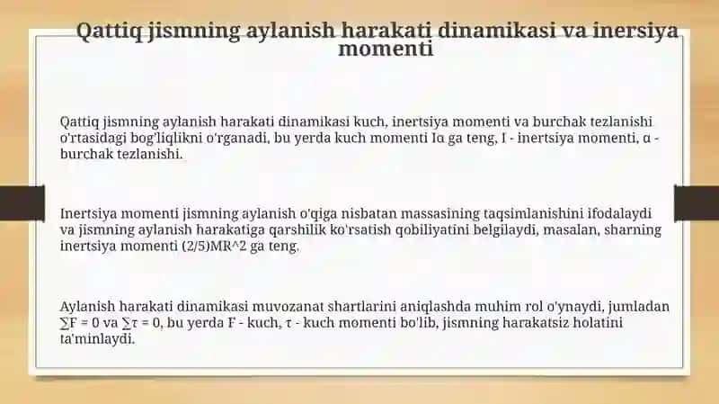 Qatiq jismlarning aylanma harakati dinamikasi 3