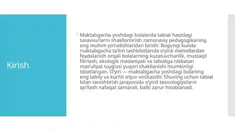 Oʻyinli Usullarni Qoʻllash Orqali Tabiat Bilan Tanishtirishning Ahamiyati 3