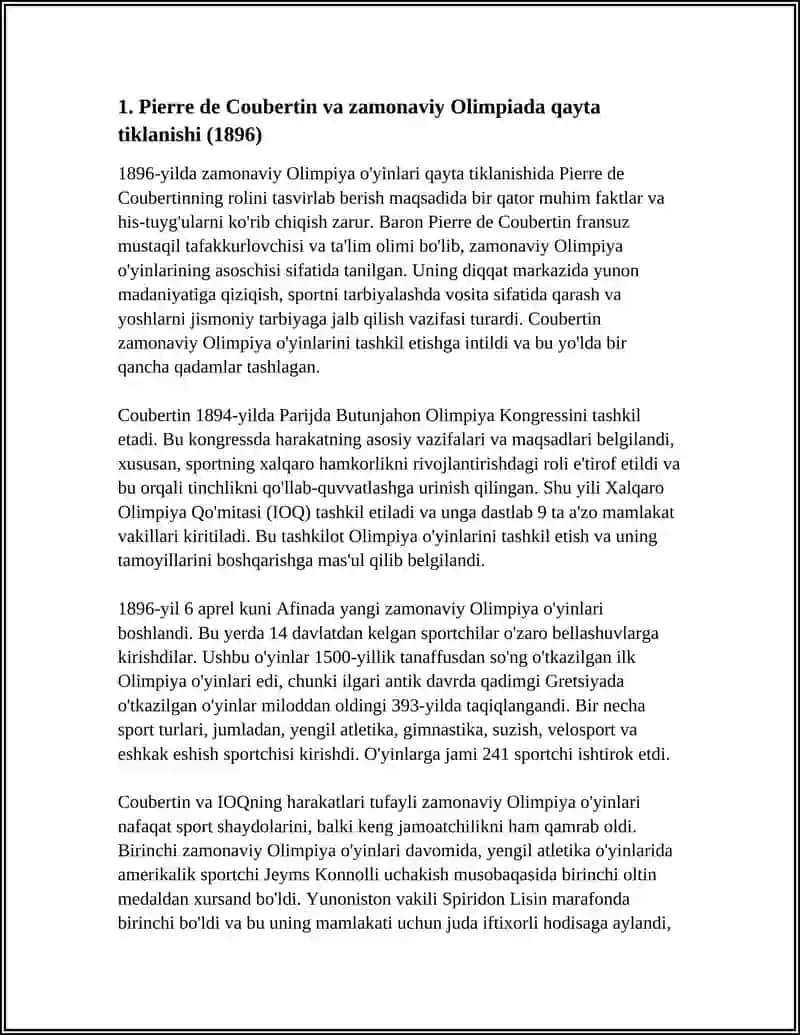 ZAMONAVIY OLIMPIYA O'YINLARINING DASTLABKI BOSQICHLARI (1896-1936) YILLARI 3