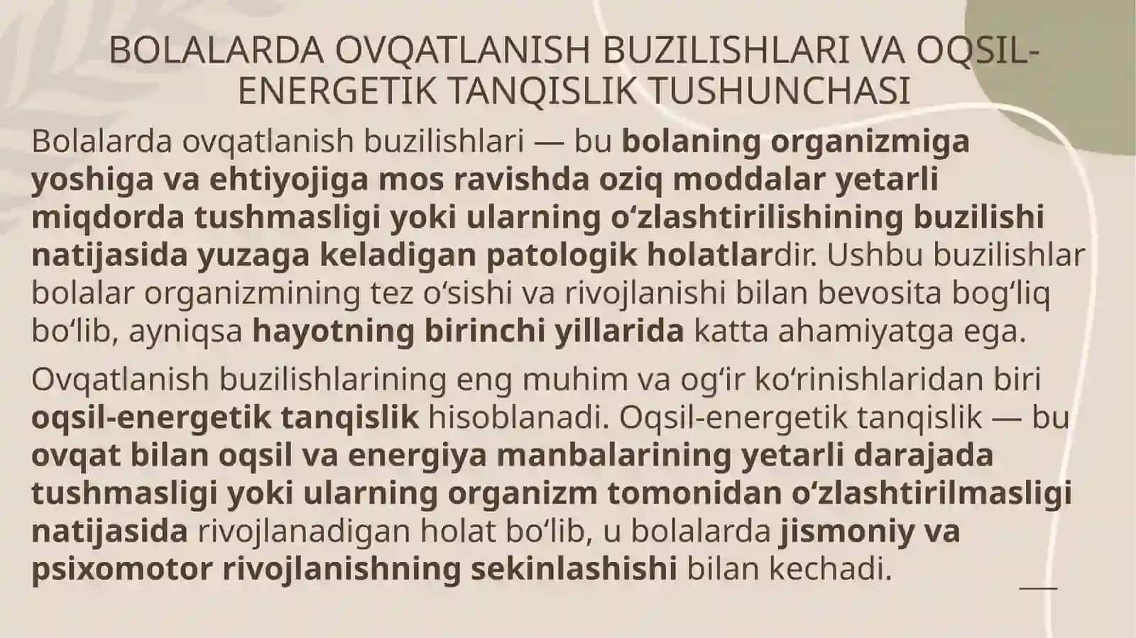 Bolalarda ovqatlanish buzilishlari va oqsil-energetik tanqislik tushunchasi 3