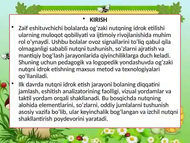 Zaif Eshituvchichi Bolalarning Og’zaki Nutqining Idrok Etishi 3