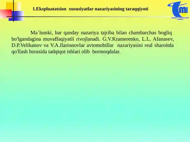 AVTOMOBILNING EKSPLUATATSION XUSUSIYATLARI 3