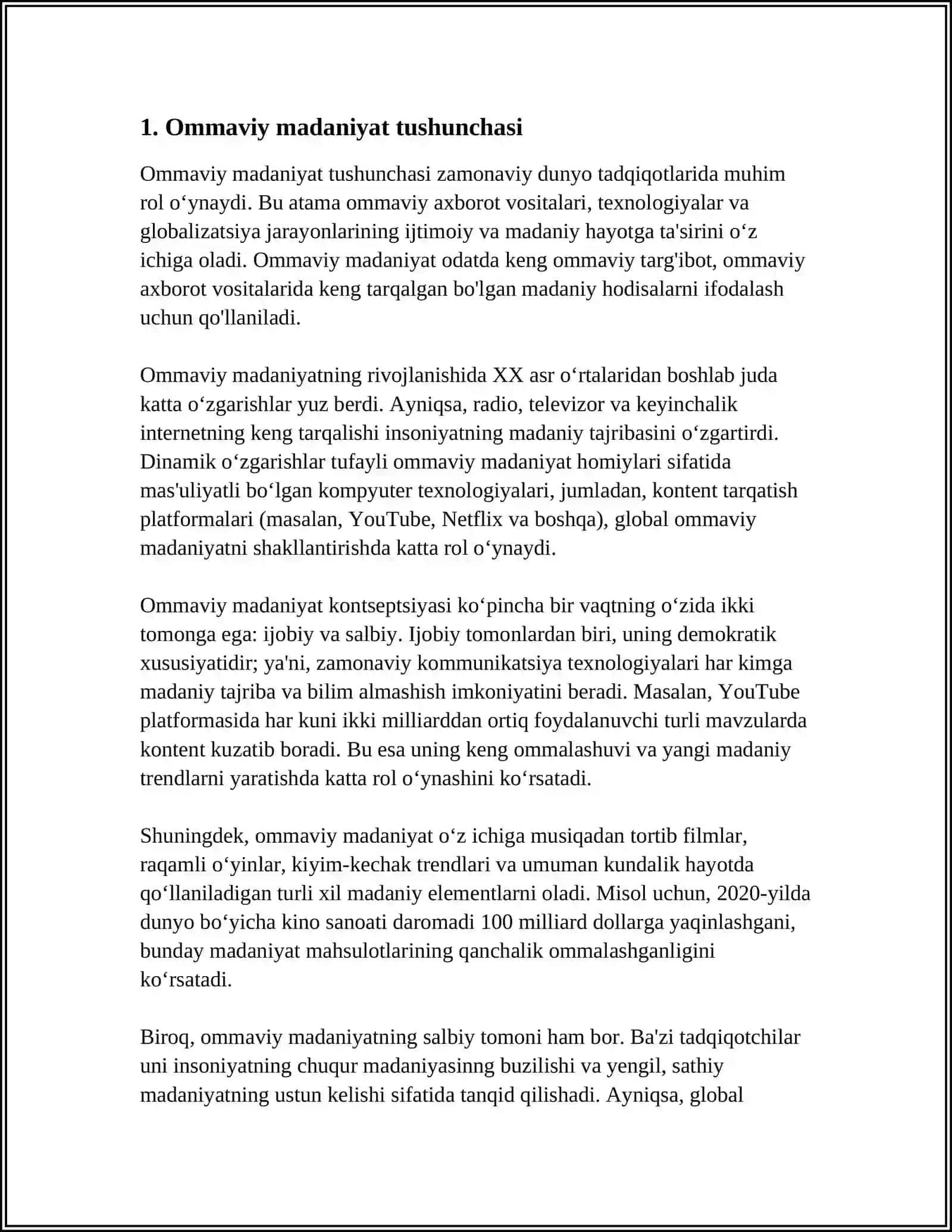 Ommaviy Madaniyatning Shakllanish Tarixi va Uning Turlari 3