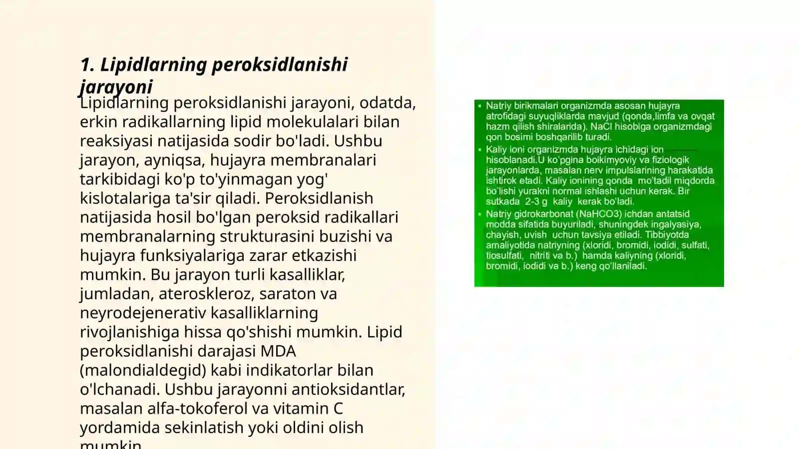 Lipidlarning peroksidlanishi va hujayra shikastlanishi patogenezidagi ahamiyati 3