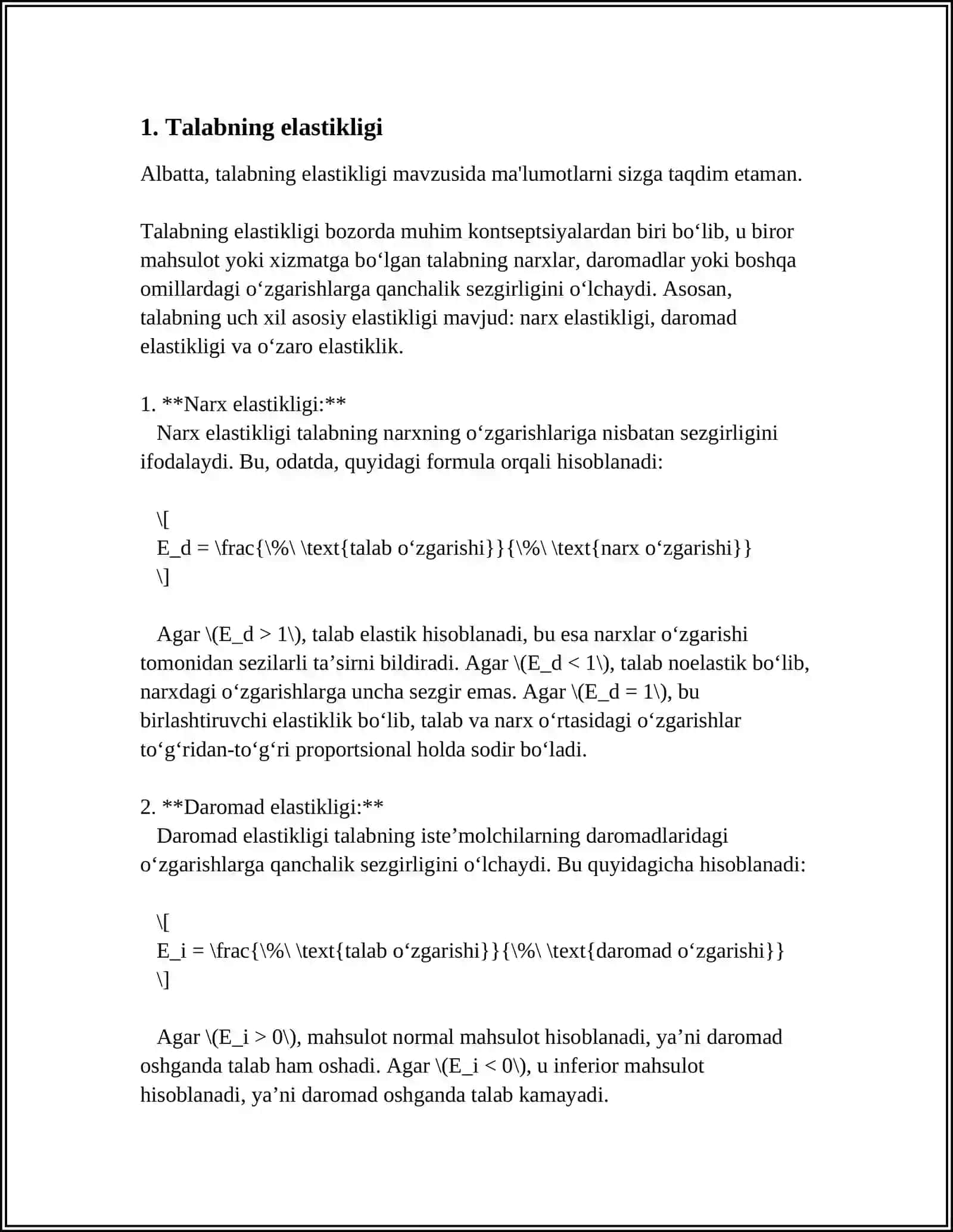 TALAB VA TAKLIFNING ELASTIKLIGI 3