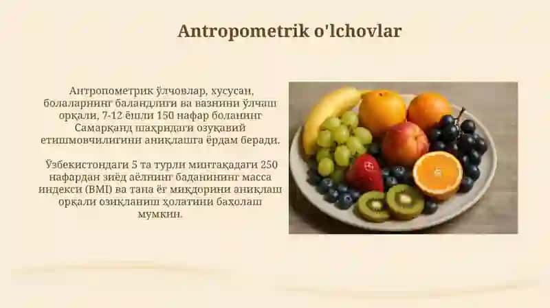 Antropometrik o'lchovlar 3