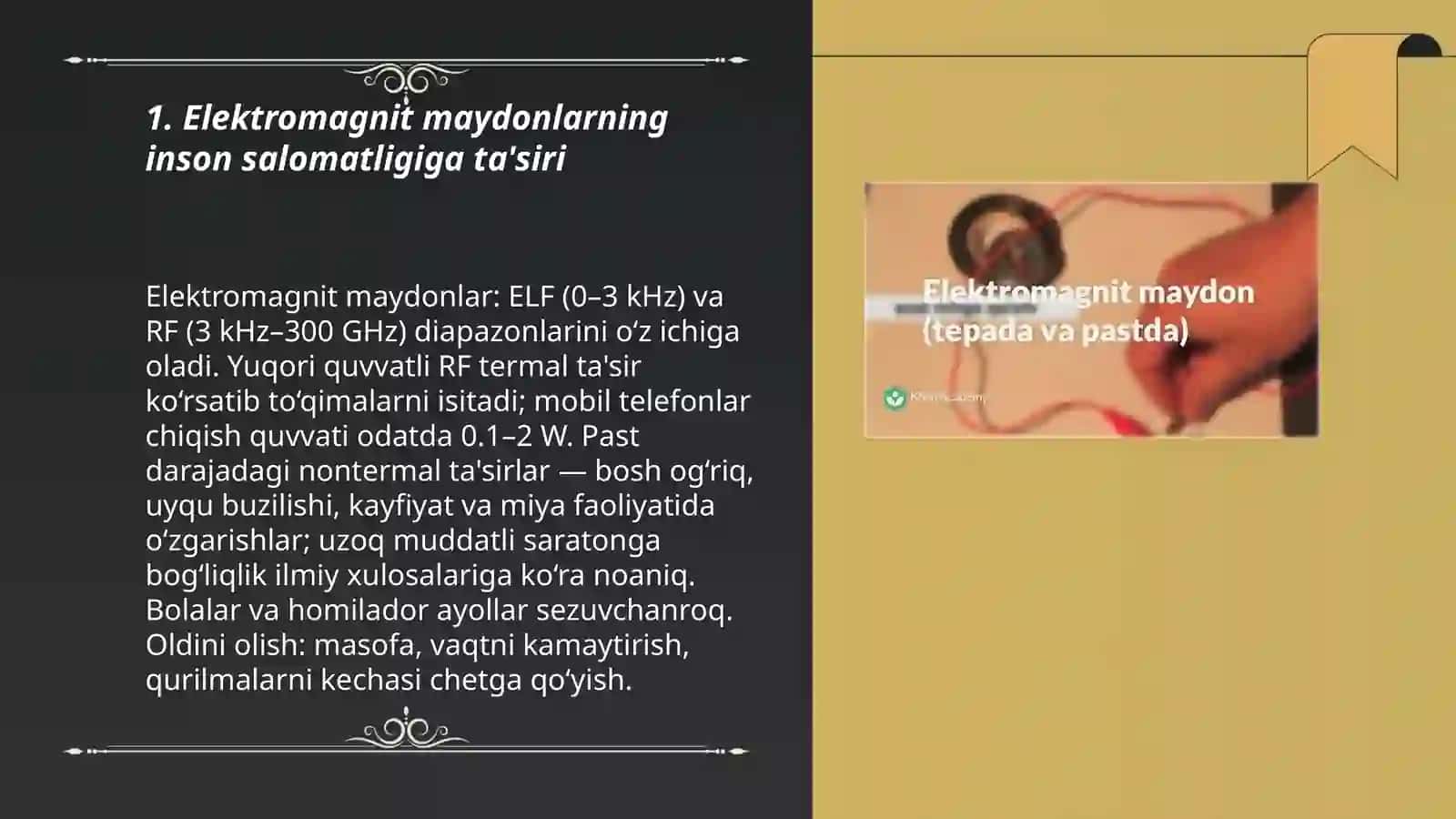 Elektromagnit maydonlarning inson salomatligiga ta'siri 3