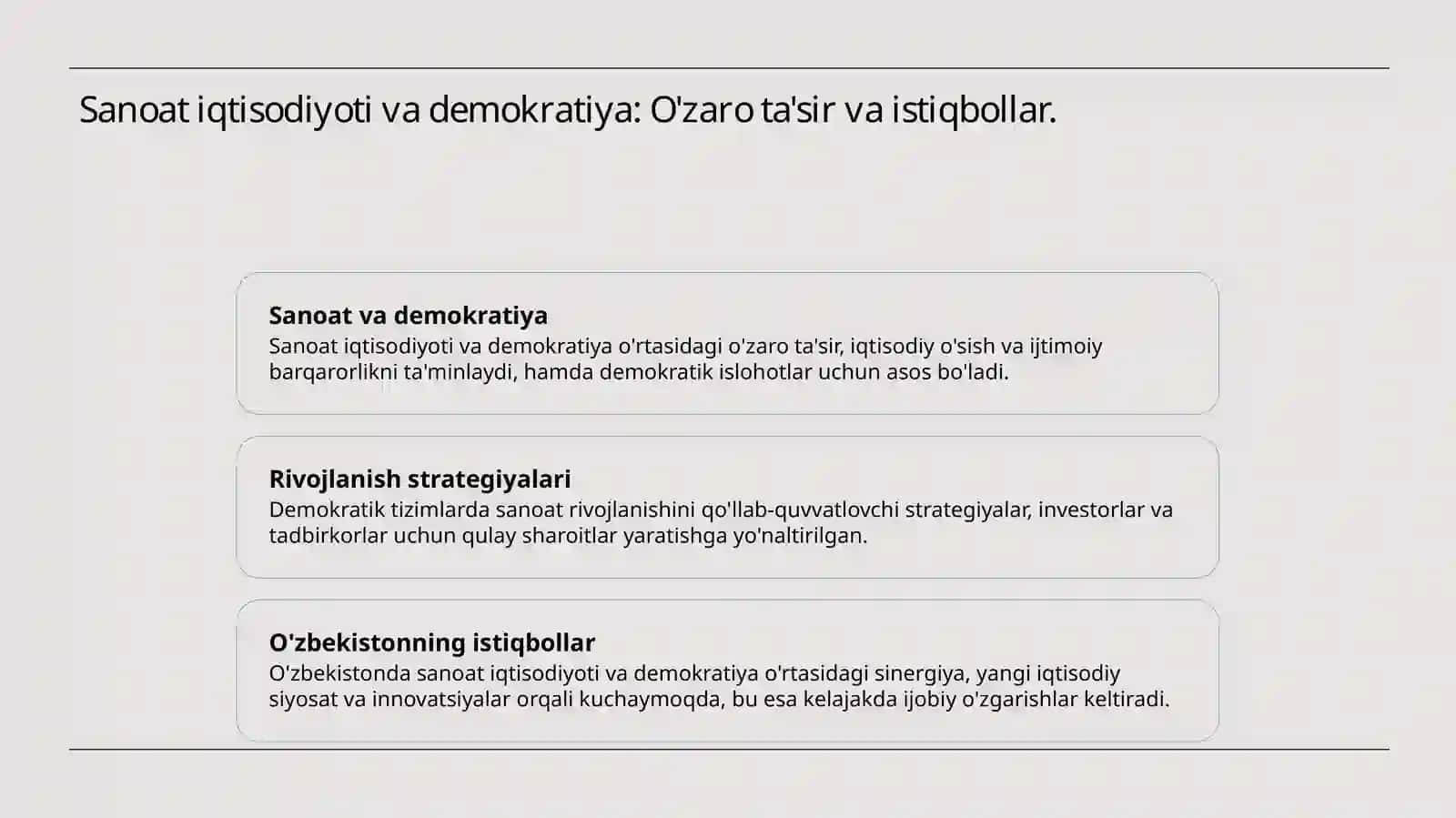 SANOAT IQTISODIYOTI FANINING DEMOKRATIK BOZOR IQTISODIYOTI SHAROITIGA VA ISLOHOTLAR TALABIGA MOS VAZIFALARI 3