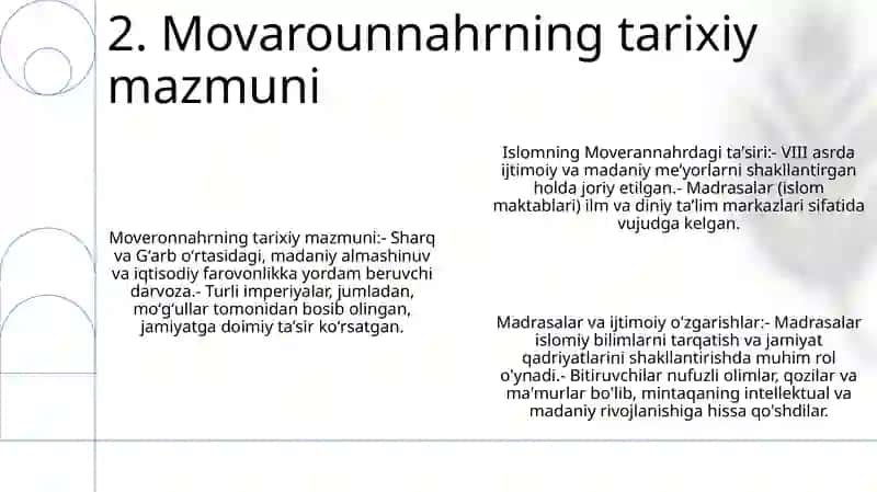 Movarounnahrda Islom Dining Tarqalishi Va Madrasa Ta'Limi Shakillanishining Ijtimoiy Madaniy Hayotga Ta'Siri 3