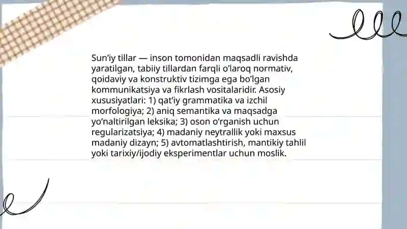 Sunʼiy tillar 3