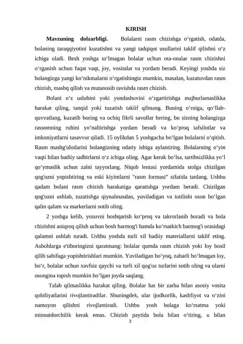 Bolalar bog’chasida rasm chizish turlari 3
