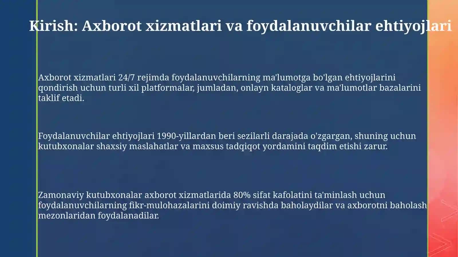 Foydalanuvchilarga kutubxona axborot xizmati ko'rsatishning asosiy ma'lumot manbalari 3