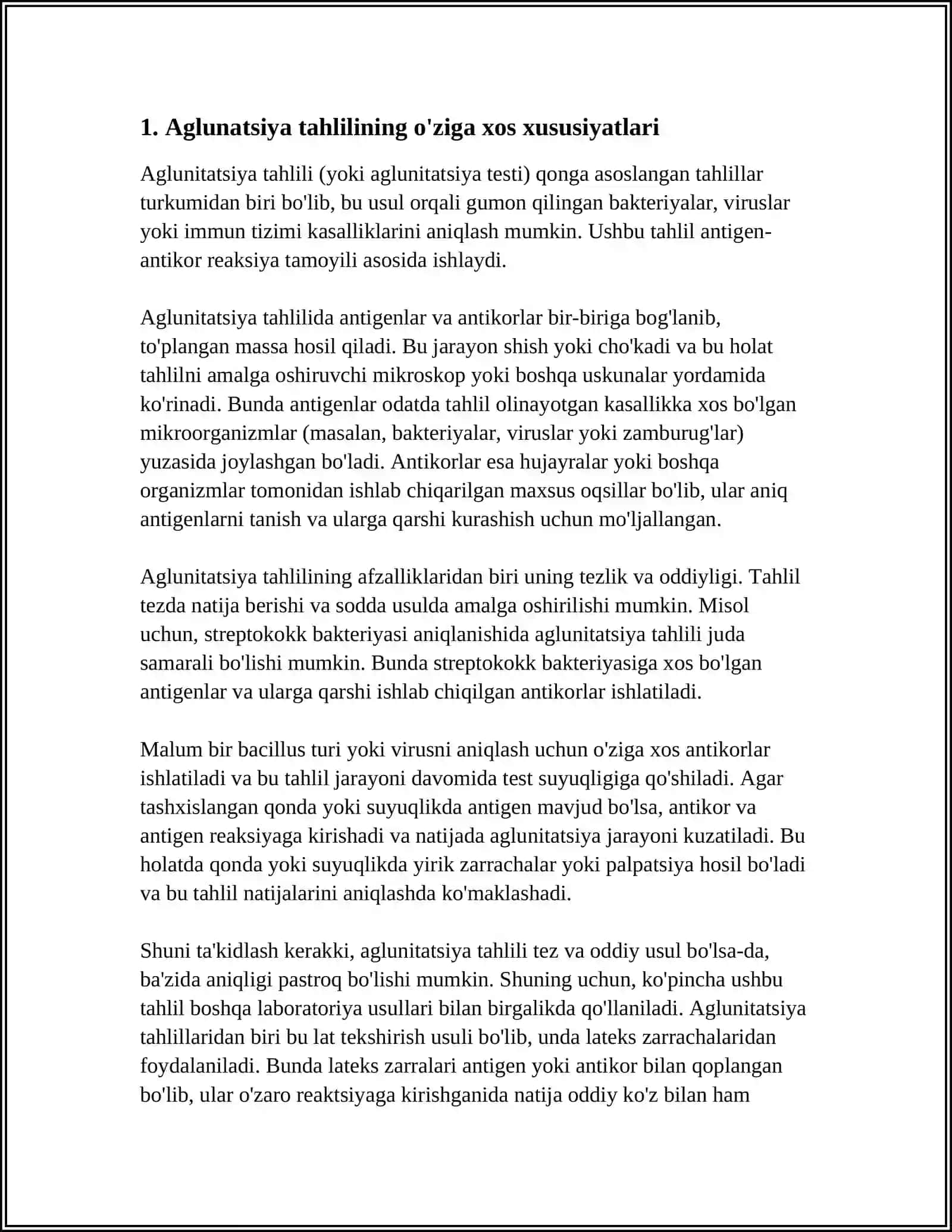 AGLUNATSIYA. YUQUMLI KASALIKLAR DIOGNOSTIKASI QOLLANISHII 3