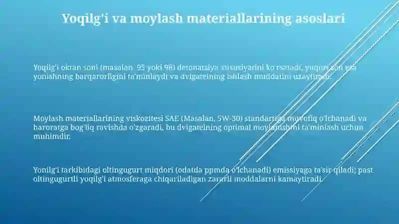 Yoqilgʻi moylash materiallari va ularning dvigatel ishlashiga ta'siri 3