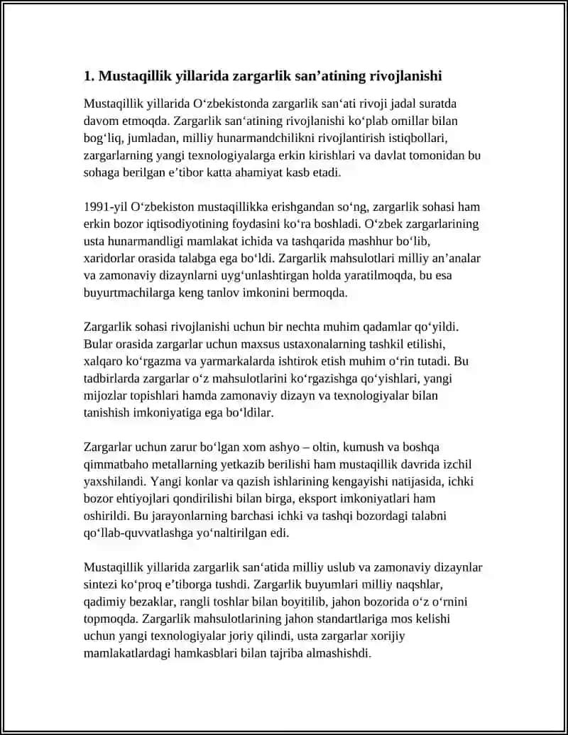 MUSTAQILLIK YILLARIDA ZARGARLIK SANATI 3