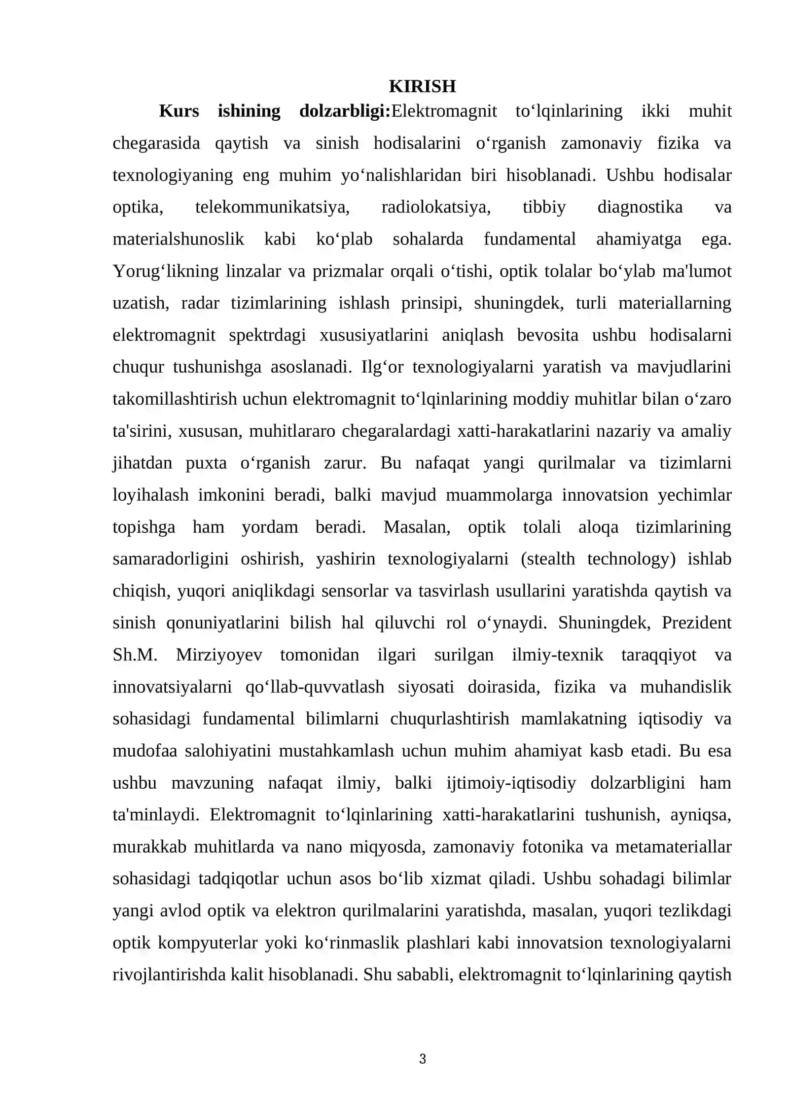 ELEKTROMAGNIT TO'LQINLARINI IKKI MUHIT CHEGARASIGA QAYTISH VA SINISHNI O'RGANISH 3