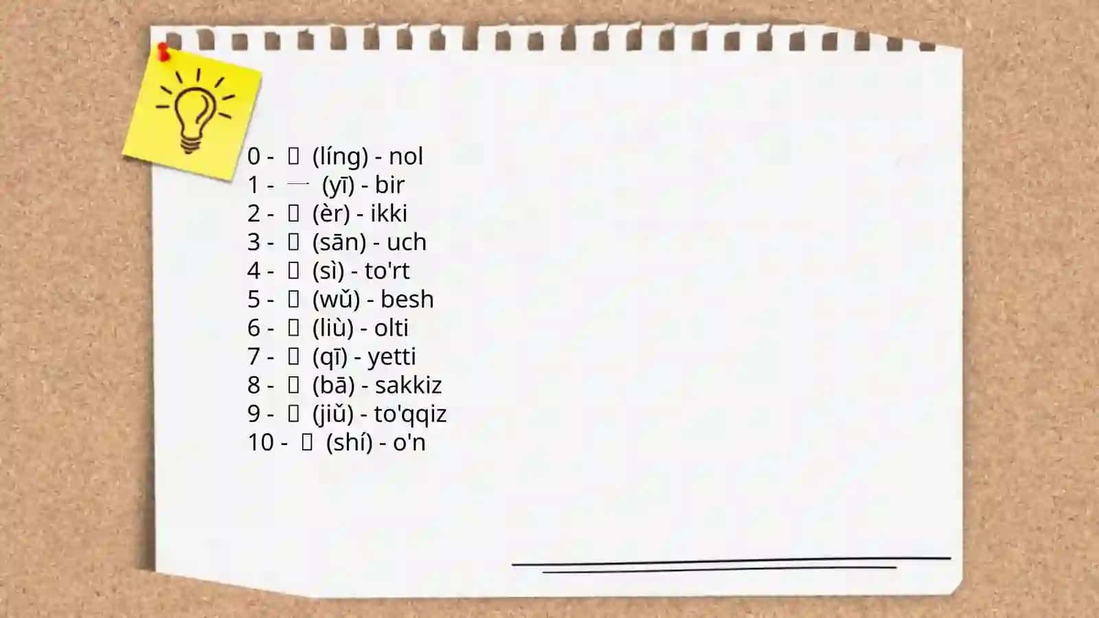Xitoy tili raqamlari 3