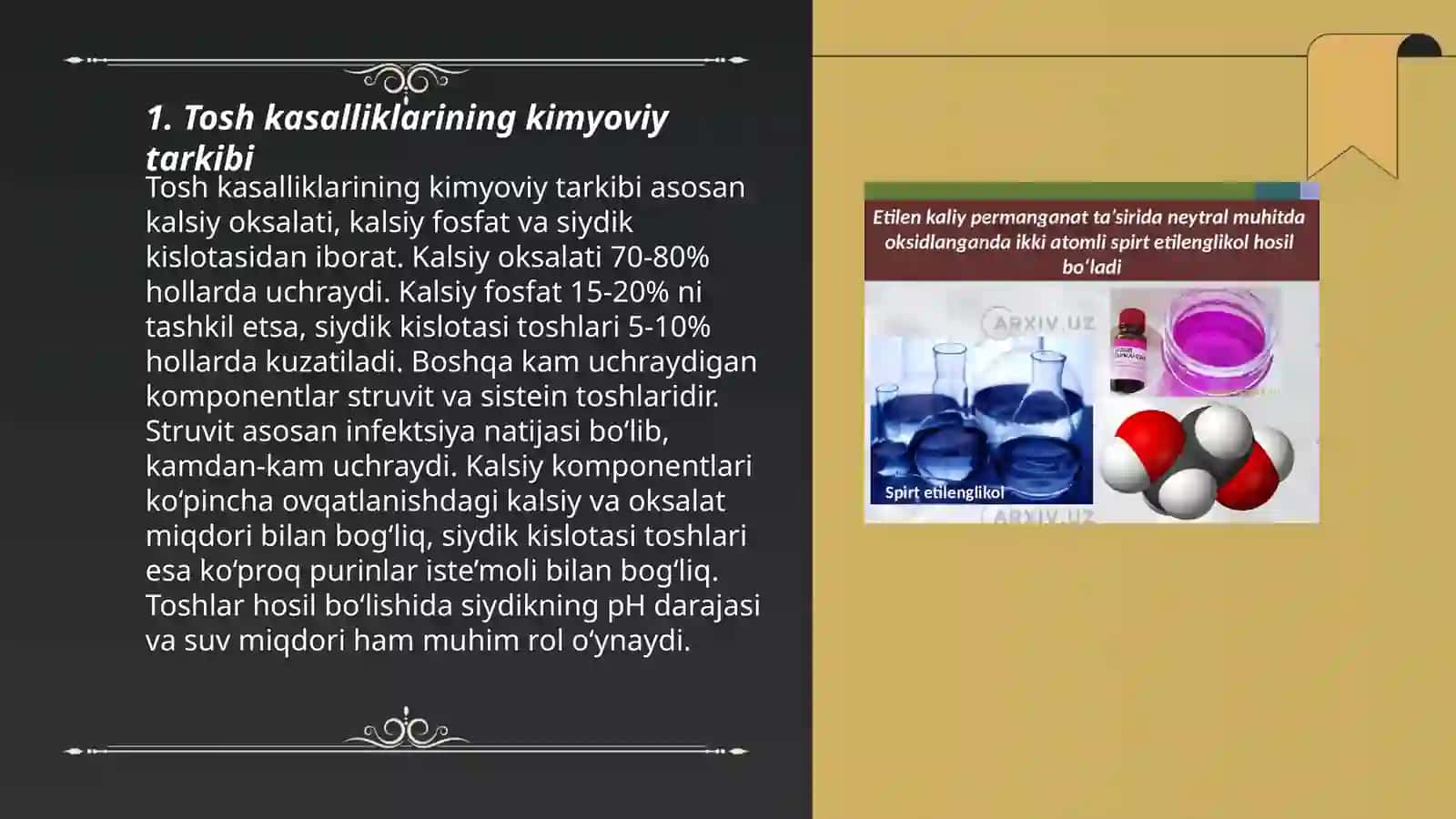 Tosh kasalliklarining kimyoviy xossalari 3