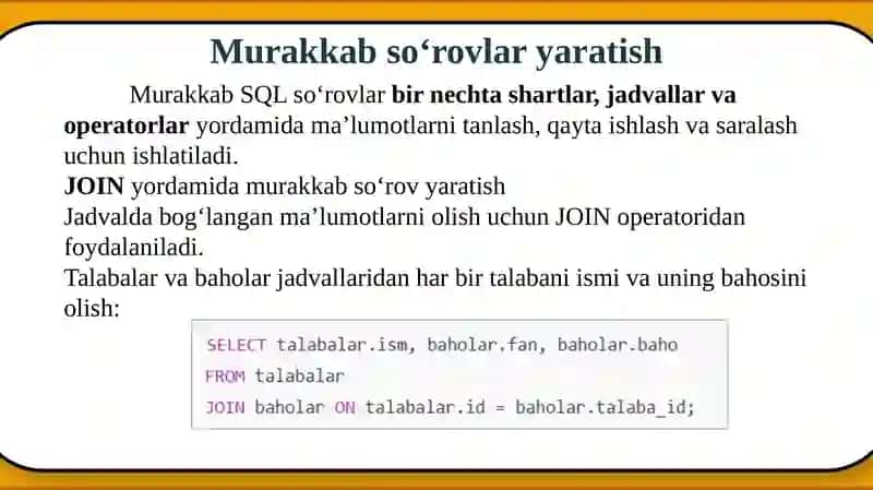 MA’LUMOTLAR BAZASI 3