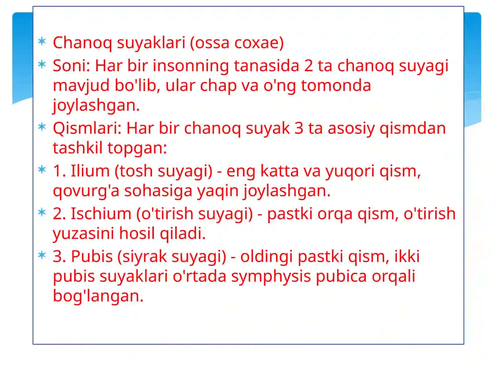 Chanoq va oyoq suyaklarining yoshga qarabo'zgarishi 3