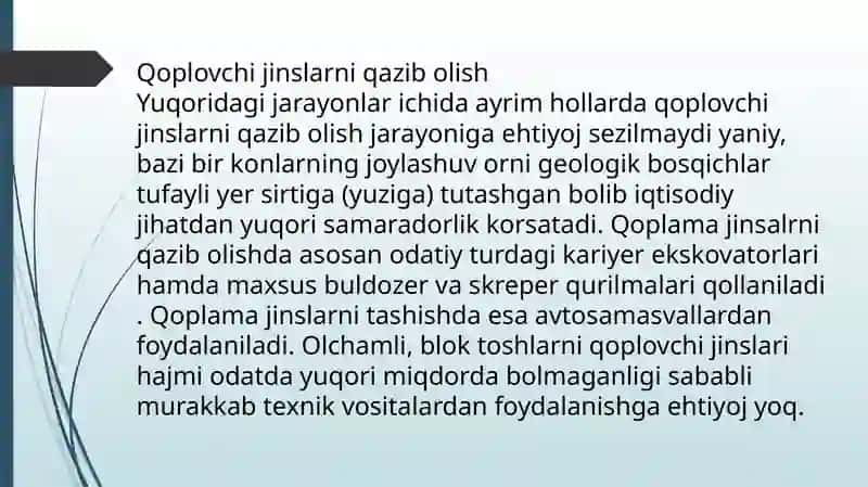 Murakkab strukturadagi qurilish material  konlarini qazib olishni tizimlashtirish 3