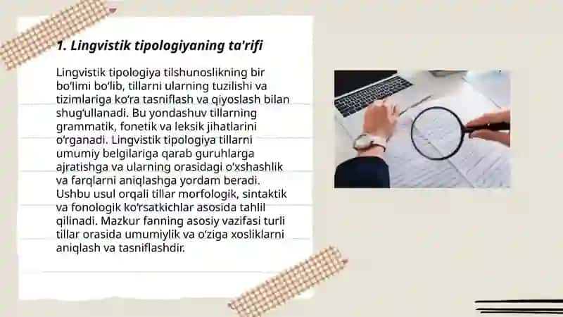 Lingvistik tipologiya va ular oʻrtasidagi munosabat 3