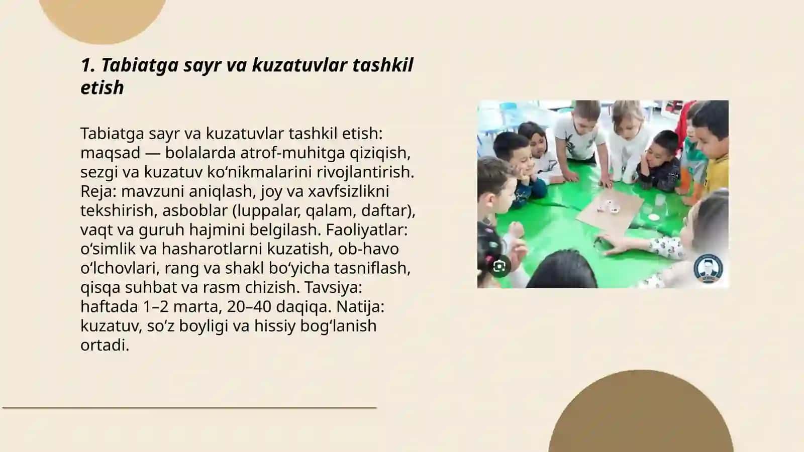 Tabiatga sayr va kuzatuvlar tashkil etish 3