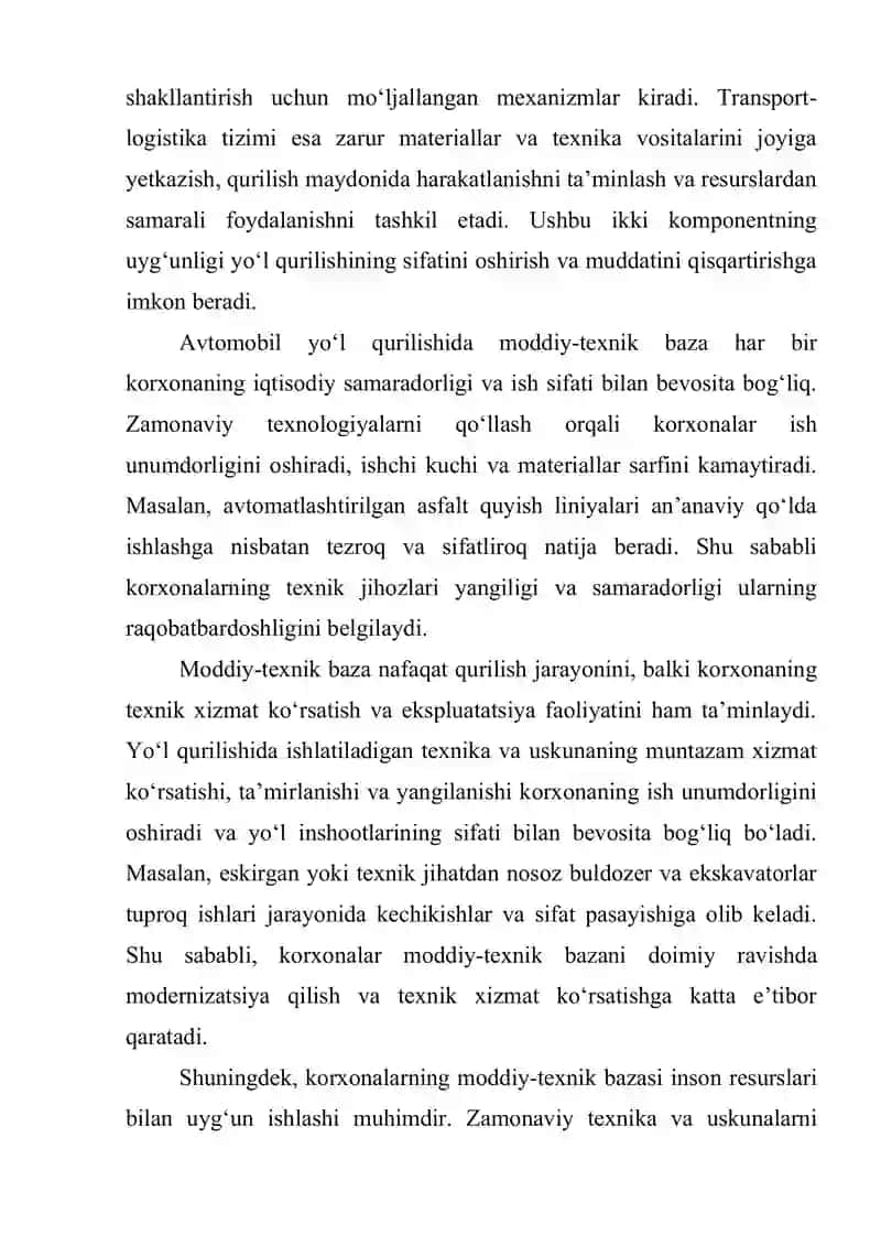 Avtomobil yo‘l qurilishining korxonalarining moddiy-texnik bazasi 3