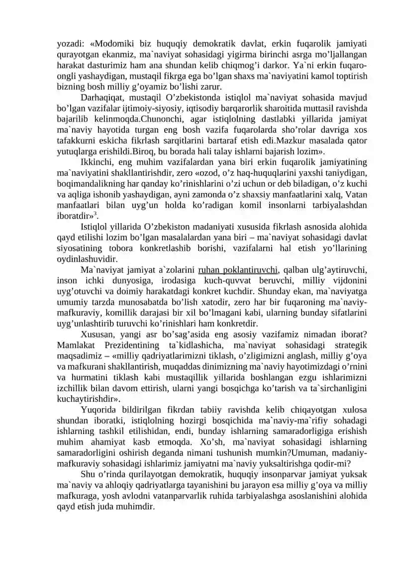 O`zbekistonda jamiyatning ma’naviy yangilanish jarayonida merosga munosabat 3
