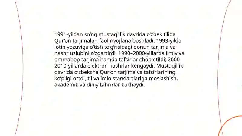 Mustaqillik yillarida Qur’onning o’zbek tiliga tarjima qilinishi va tafsirlari 3