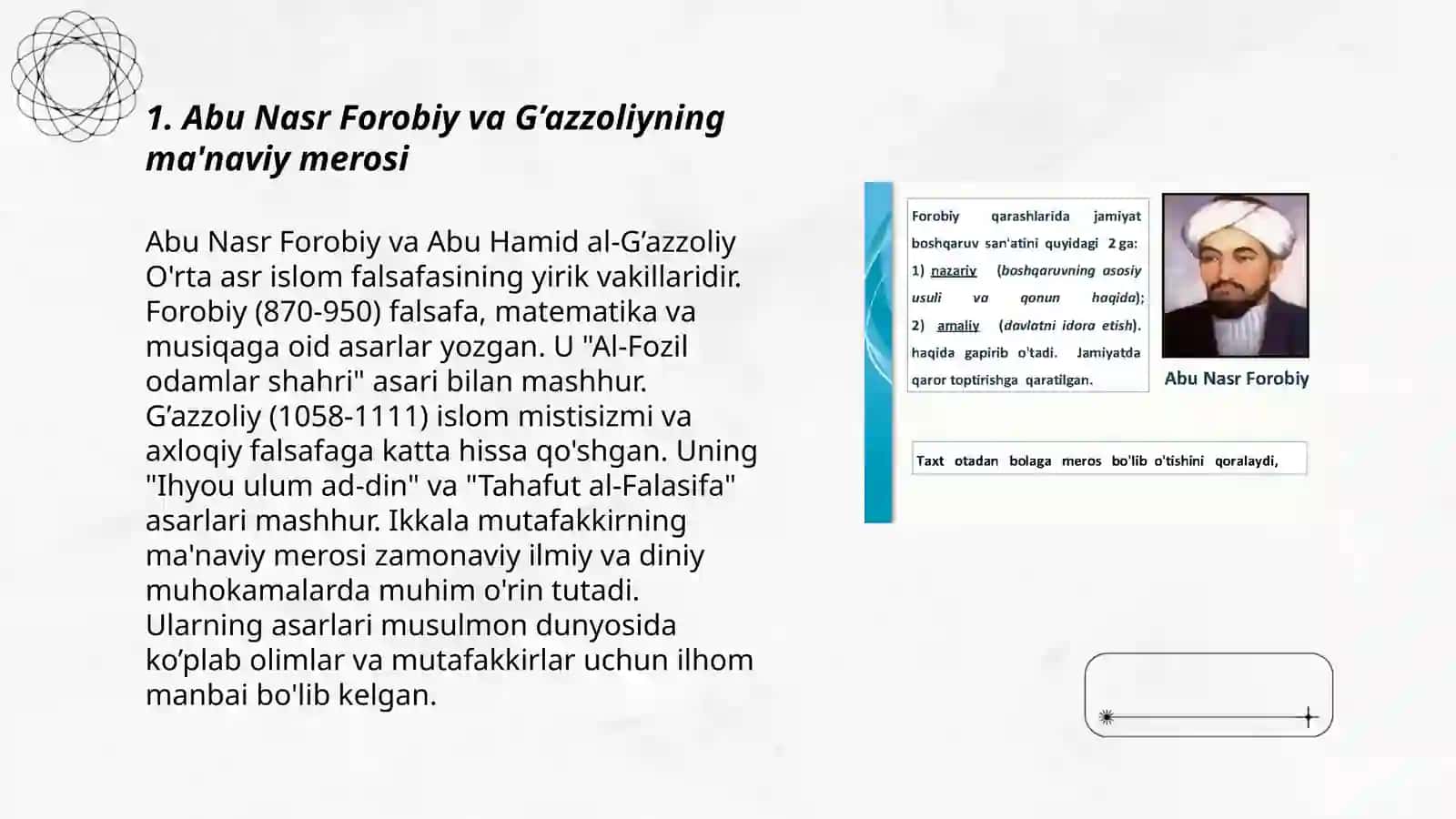 Abu Nasr Farobiy va G’azzoliyning falsafa ilmiga oid qarashlari 3