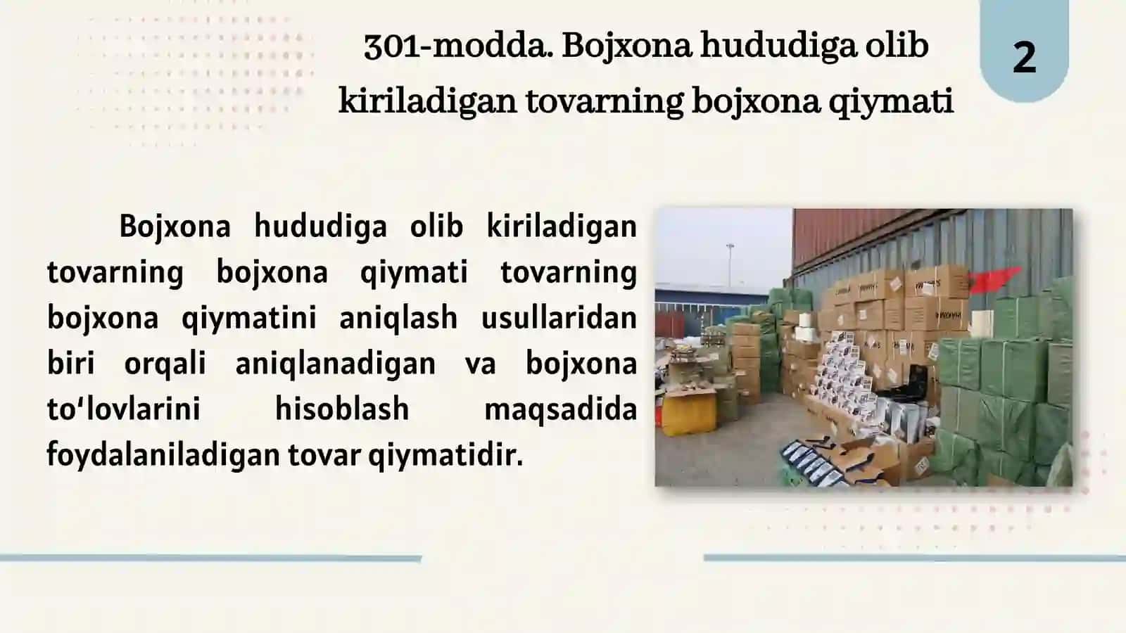 Tovarlarning bojxona qiymati va uni aniqlash usullari 3