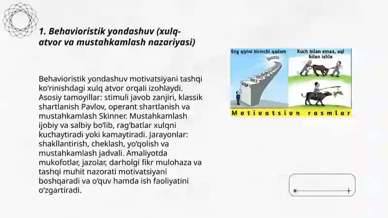 Behavioristik yondashuv (xulq-atvor va mustahkamlash nazariyasi) 3