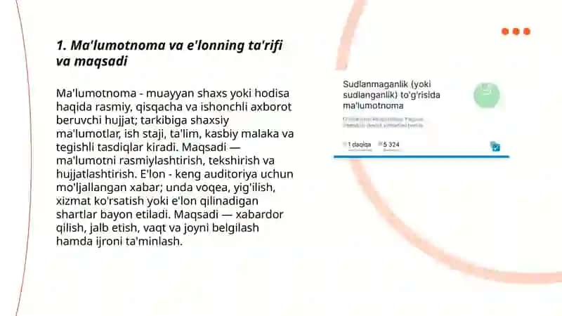 Ma'lumotnoma, e'lon yozish tartibi 3