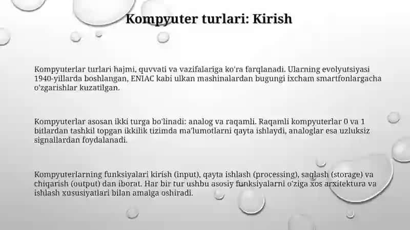 Kompyuter turlari va ularning vazifalari 3