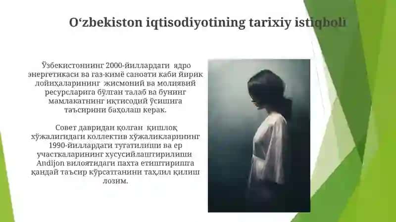 Oʻzbekiston iqtisodiyoti taraqqiyotining "oʻzbek modeli" 3
