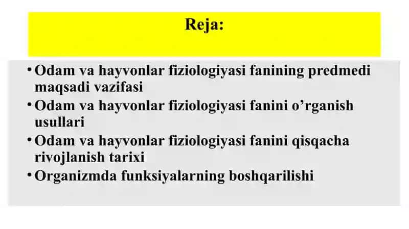 “Odam va hayvonlar fiziologiyasi” faniga kirish. 3