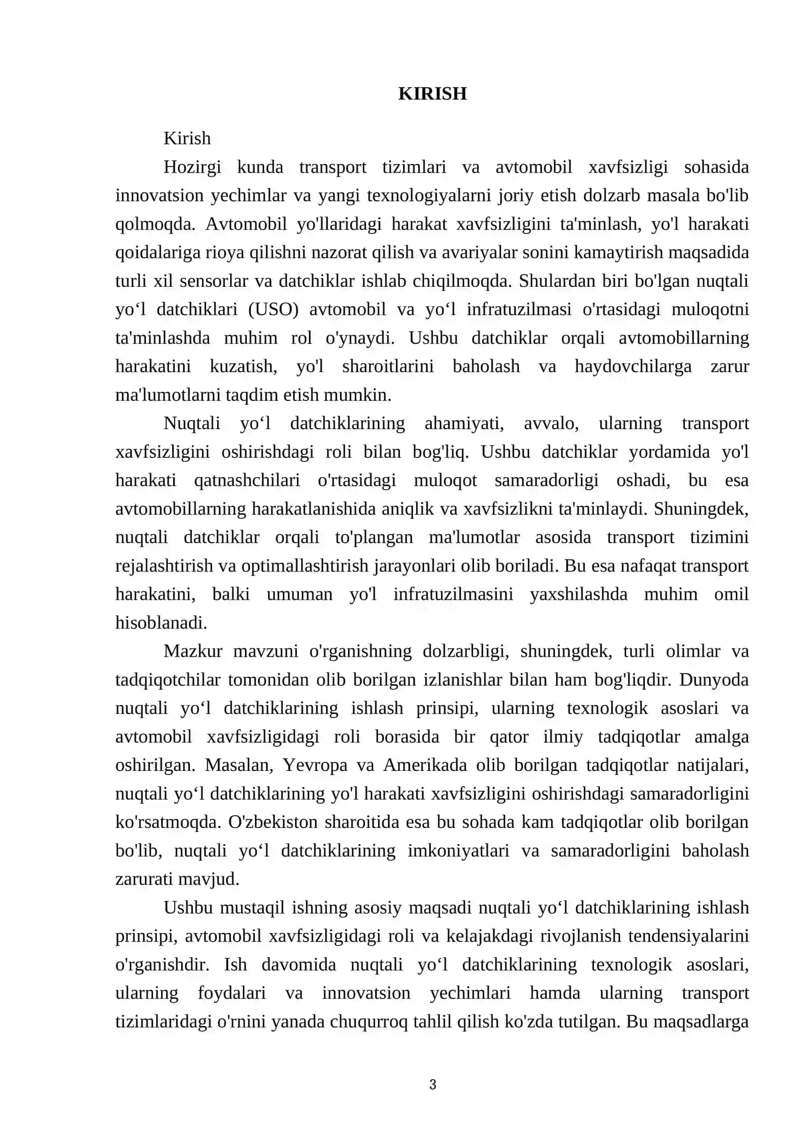 Nuqtali yo‘l datchiklari haqida ma’lumot (USO) 3
