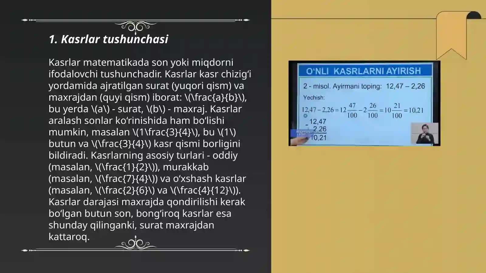 Kasrlarni qòshish va ayirish 3