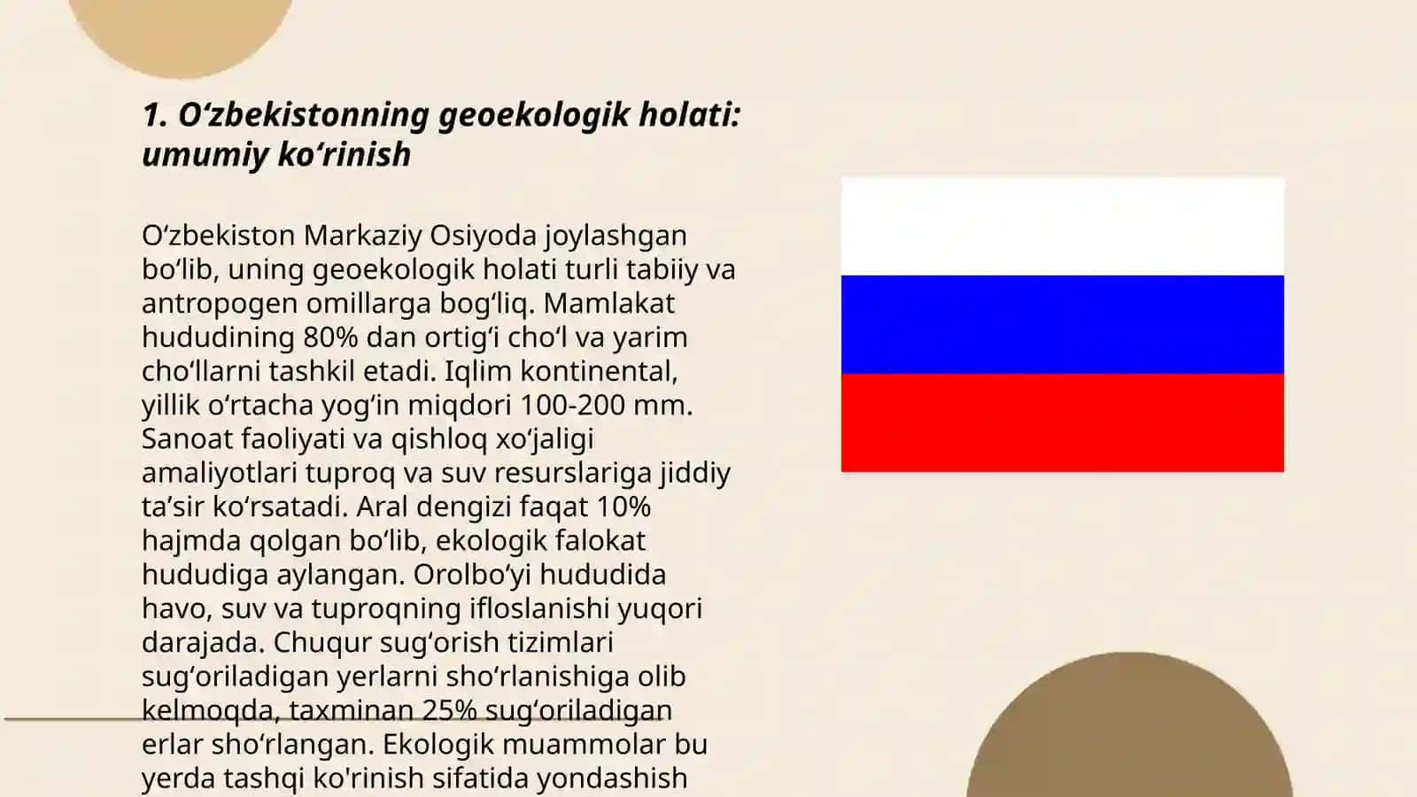 Oʻzbekiston geoekologiyaning rivojlanishi va hozirgi holati rivojlanishi 3