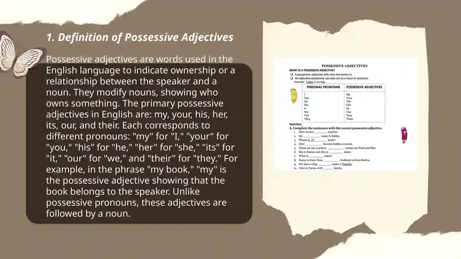 Posessiv adjectives to be mavzusida 3