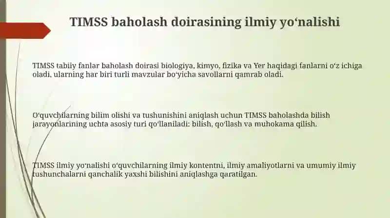 TIMS Stadqiqotining Tabiy Fanlar Baholash Qamrov Doirasi Mazmun va Mohiyati 3