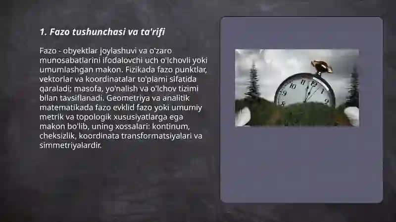 Fazo va vaqt.Fazo va vaqtning xossalari 3