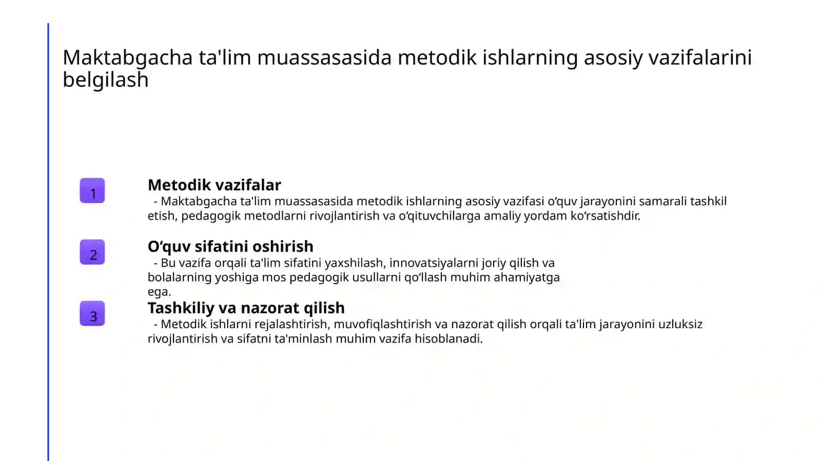 Maktabgacha ta'lim tashkiloti uslubchisining metodik ishlarga rahbarligi 3