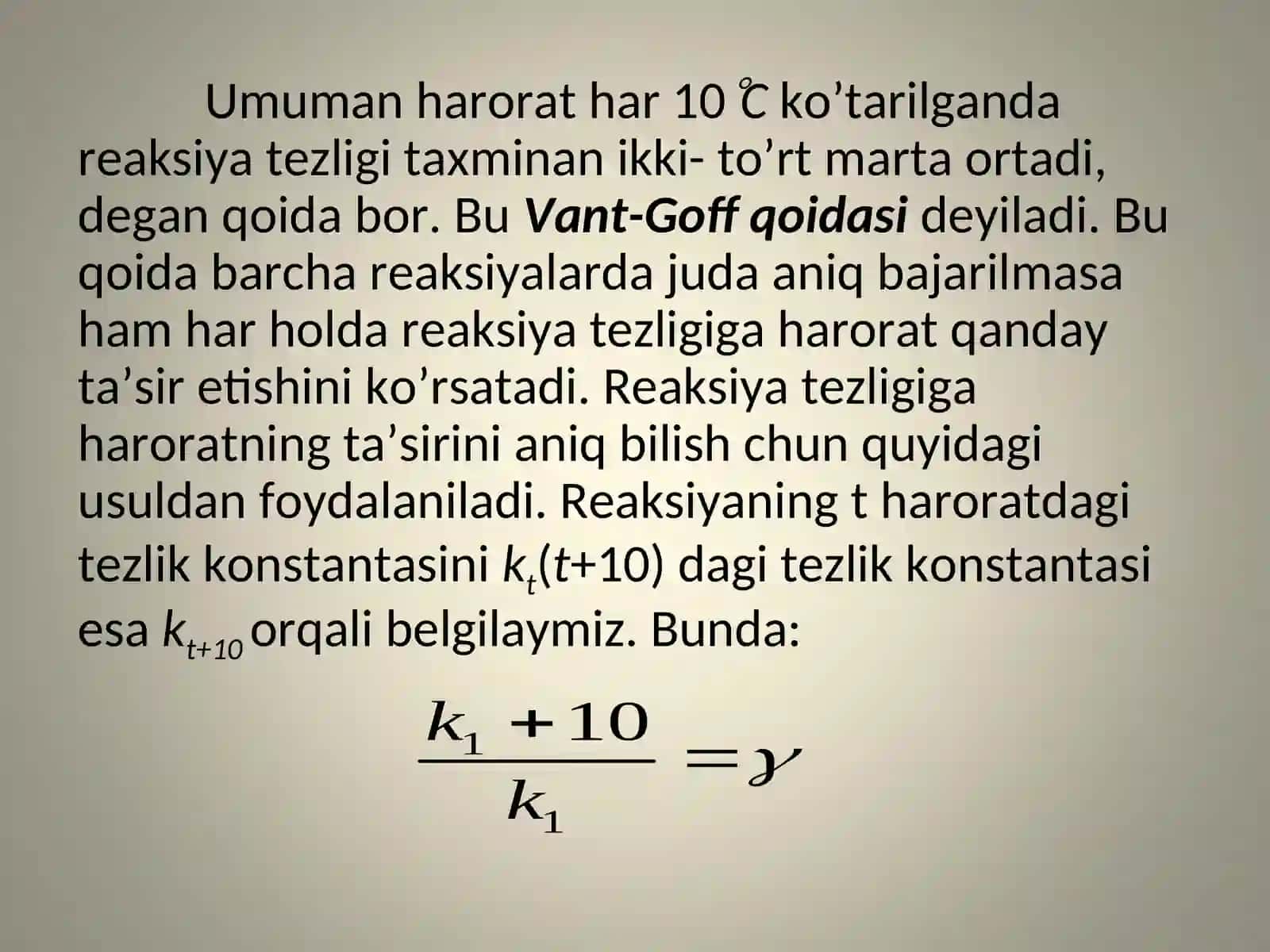 Kimyoviy reaksiyalar tezligi va harorat 3