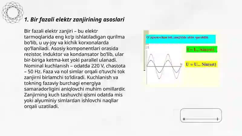 Bir va uch fazali o’zgaruvchan elektr zanjirlari 3